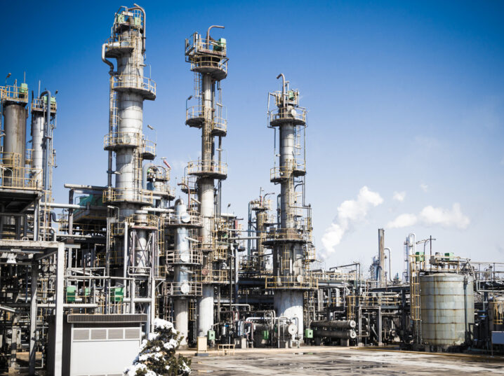 Chemical plant in the blue sky